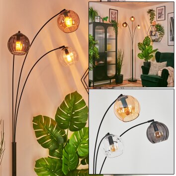 Koyoto Boule lumineuse, Lampadaire Ambre, Clair, Fumé, 3 lumières