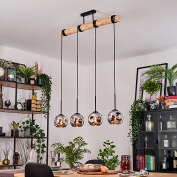 Ripoll Suspension, Boule lumineuse, Suspension Écru, Noir, 4 lumières