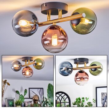 Chehalis Plafonnier, Boule lumineuse Or, Noir, 3 lumières