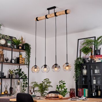 Ripoll Suspension, Boule lumineuse, Suspension Écru, Noir, 4 lumières