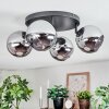 Koyoto Plafonnier, Boule lumineuse Chrome, Fumé, 4 lumières