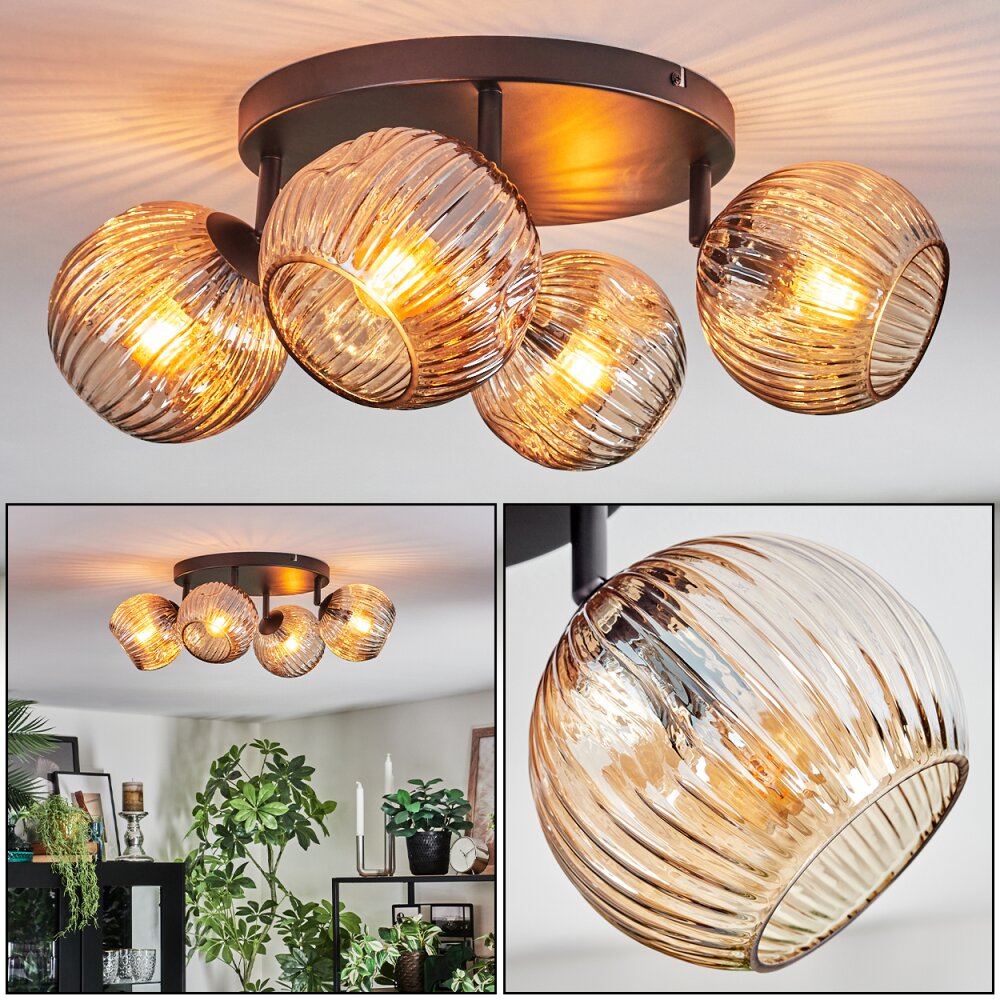 Ripoll Plafonnier, Boule lumineuse Ambre, 4 lumières main product photo