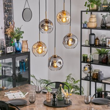 Ripoll Suspension, Boule lumineuse, Suspension Or, Noir, 5 lumières
