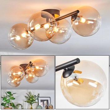 Chehalis Plafonnier, Boule lumineuse Ambre, Clair, 4 lumières