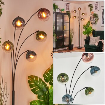 Gastor Boule lumineuse, Lampadaire Bleu, Vert, Clair, Cuivré, 5 lumières