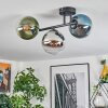Gastor Plafonnier, Boule lumineuse Bleu, Chrome, Vert, Clair, Fumé, 3 lumières