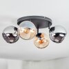 Koyoto Plafonnier, Boule lumineuse Ambre, Chrome, Fumé, 4 lumières