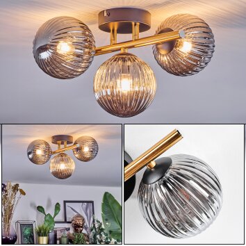 Chehalis Plafonnier, Boule lumineuse Or, Noir, 3 lumières