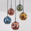 Ripoll Suspension, Boule lumineuse, Suspension Bleu, Or, Vert, Cuivré, 5 lumières