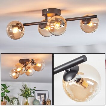 Chehalis Plafonnier, Boule lumineuse Ambre, Clair, 4 lumières