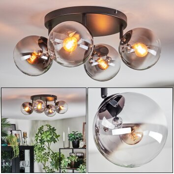 Gastor Plafonnier, Boule lumineuse Clair, Fumé, 4 lumières