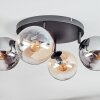 Gastor Plafonnier, Boule lumineuse Ambre, Clair, Fumé, 4 lumières