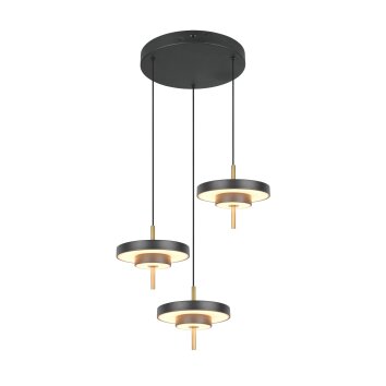 KEATON Suspension Luminaires Trio LED Noir doré, 3 lumières