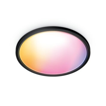 SuperSlim Plafonnier Luminaires Philips LED Noir, 1 lumière, Changeur de couleurs