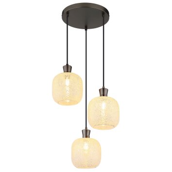 Brokana Suspension Luminaires Globo Lighting Chrome, Noir, 3 lumières