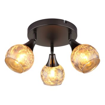 Frosta Plafonnier Luminaires Globo Lighting Chrome, Noir, 3 lumières