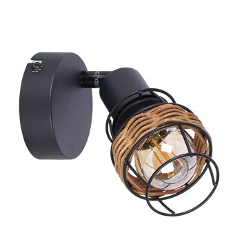 Malik Applique murale, Spot mural Luminaires Globo Lighting Noir, 1 lumière