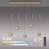 Rings Suspension Luminaires Paul Neuhaus LED Bronze, Chrome, 5 lumières, Télécommandes
