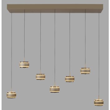 Rings Suspension Luminaires Paul Neuhaus LED Bronze, Chrome, 7 lumières, Télécommandes