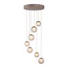Popup Suspension Luminaires Paul Neuhaus LED Bronze, 7 lumières, Télécommandes