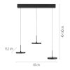 PLATA Suspension Luminaires Leuchten Direkt LED Noir, 3 lumières