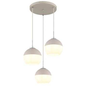 Ragusa Suspension Luminaires Globo Lighting Chrome, Blanc, 3 lumières
