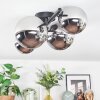 Chehalis Plafonnier, Boule lumineuse Chrome, Fumé, 4 lumières