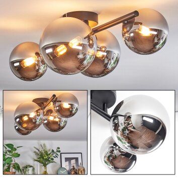 Chehalis Plafonnier, Boule lumineuse Chrome, Fumé, 4 lumières