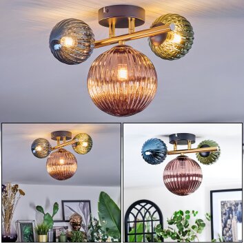 Chehalis Plafonnier, Boule lumineuse Or, Noir, 3 lumières