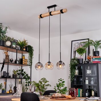 Ripoll Suspension, Boule lumineuse, Suspension Écru, Noir, 3 lumières