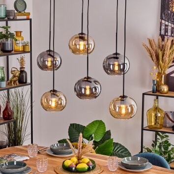 Apedo Suspension, Suspension Ambre, Fumé, 6 lumières