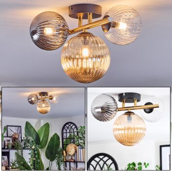 Chehalis Plafonnier, Boule lumineuse Or, Noir, 3 lumières