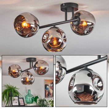 Ripoll Plafonnier, Boule lumineuse Chrome, Fumé, 3 lumières