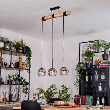 Ripoll Suspension, Boule lumineuse, Suspension Écru, Noir, 3 lumières