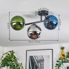 Gastor Plafonnier, Boule lumineuse Bleu, Chrome, Vert, Fumé, 3 lumières