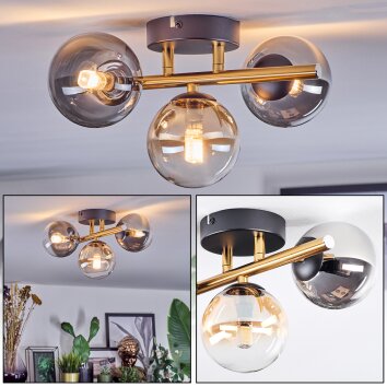 Chehalis Plafonnier, Boule lumineuse Or, Noir, 3 lumières