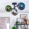 Gastor Plafonnier, Boule lumineuse Bleu, Chrome, Vert, Fumé, 3 lumières