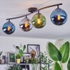 Gastor Plafonnier, Boule lumineuse Bleu, Chrome, Vert, Fumé, 4 lumières