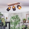 Fallhagen Plafonnier, Spot de plafond Chrome, Bois foncé, 3 lumières