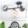 Chehalis Plafonnier, Boule lumineuse Ambre, Clair, Fumé, 3 lumières