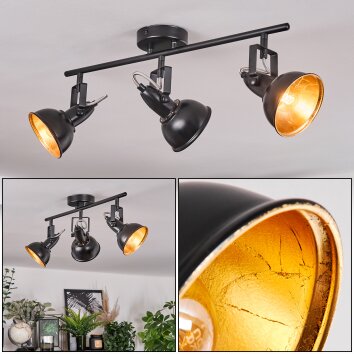 Toren Plafonnier, Spot de plafond Chrome, Noir, 3 lumières