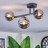 Chehalis Plafonnier, Boule lumineuse Chrome, Fumé, 3 lumières