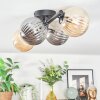 Chehalis Plafonnier, Boule lumineuse Ambre, Fumé, 4 lumières