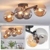 Chehalis Plafonnier, Boule lumineuse Ambre, Fumé, 4 lumières