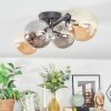 Chehalis Plafonnier, Boule lumineuse Ambre, Fumé, 4 lumières