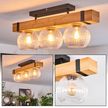 Sernadelo Plafonnier, Boule lumineuse Écru, Noir, 3 lumières