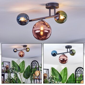 Chehalis Plafonnier, Boule lumineuse Bleu, Vert, Cuivré, 3 lumières