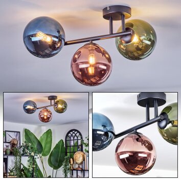 Chehalis Plafonnier, Boule lumineuse Bleu, Vert, Cuivré, 3 lumières