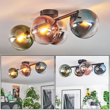 Gastor Plafonnier, Boule lumineuse Bleu, Chrome, Vert, Clair, Cuivré, Fumé, 4 lumières