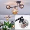 Chehalis Plafonnier, Boule lumineuse Ambre, Fumé, 3 lumières